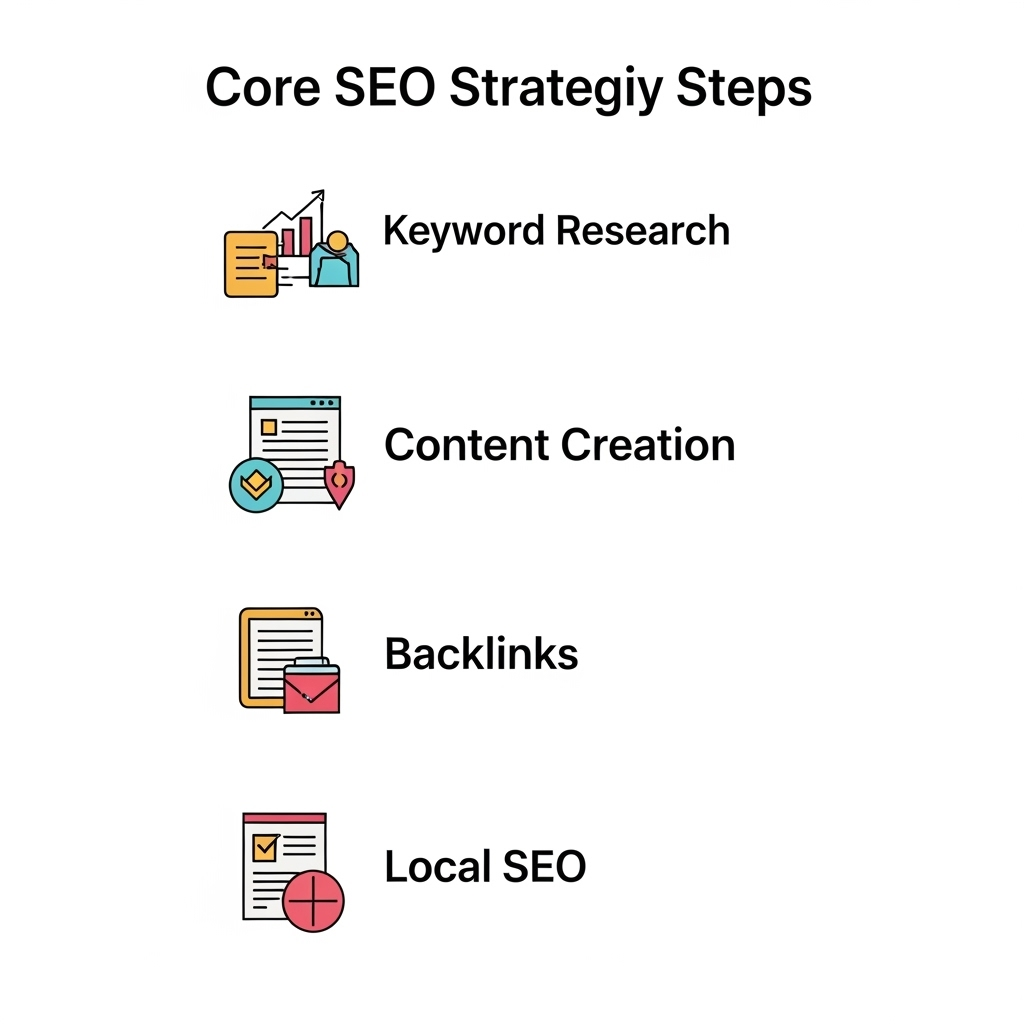 SEO strategy flowchart used in digital marketing services in Dehradun